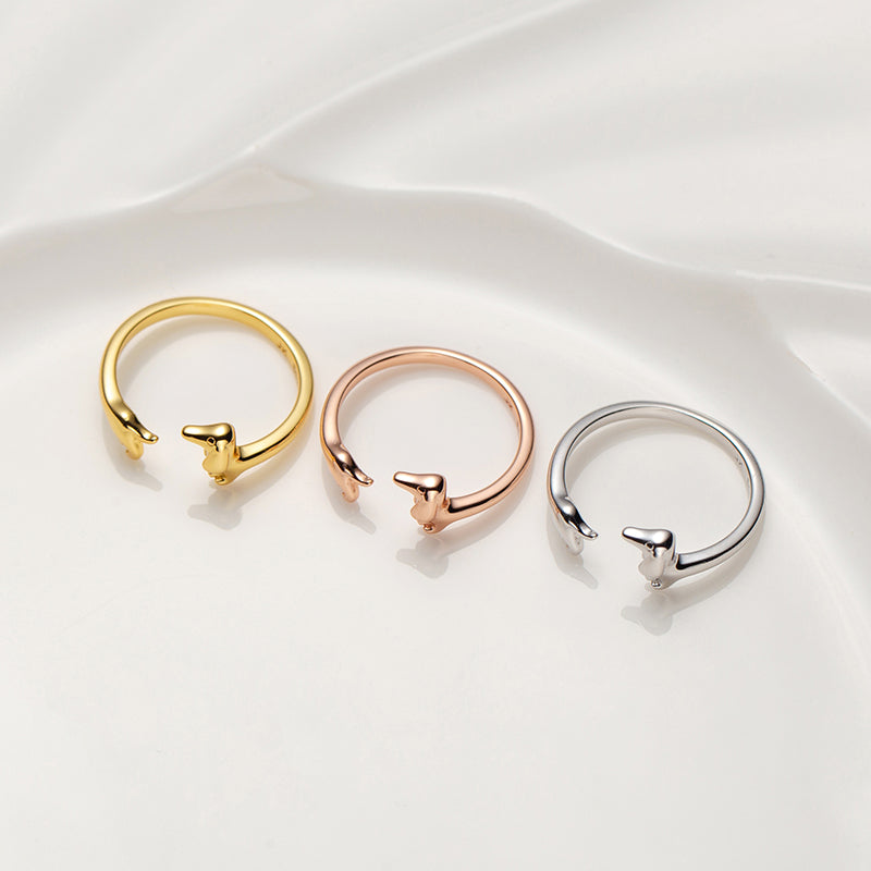 JK Dackel Ring 18 Karat Gelbgold Vergoldung