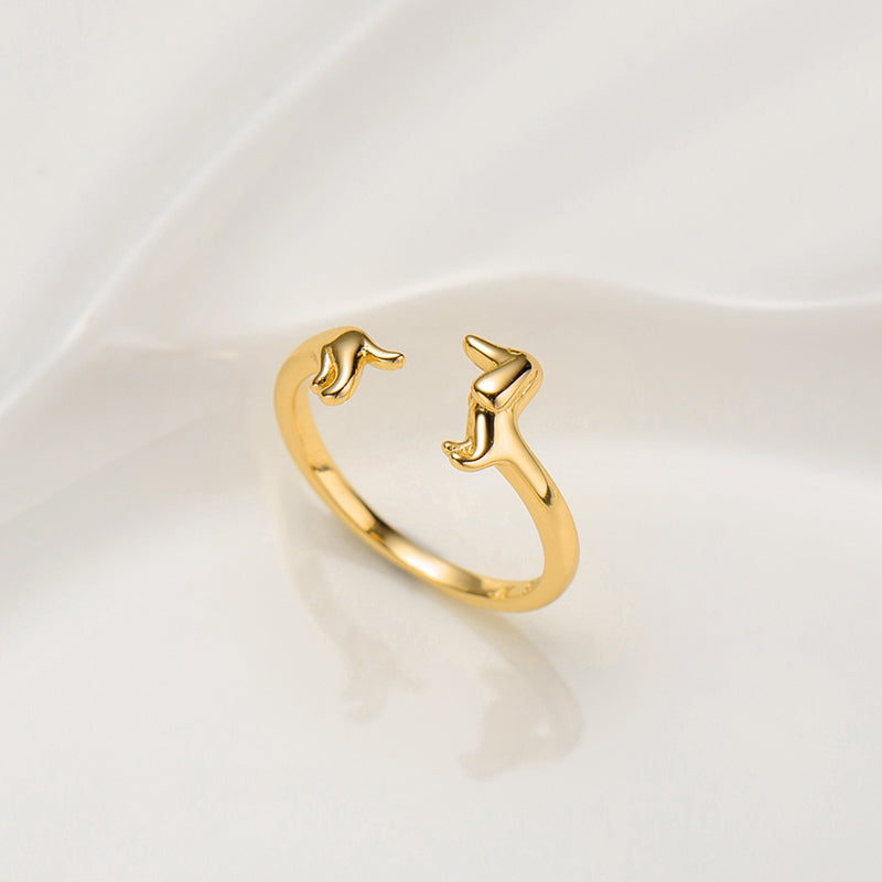 JK Dackel Ring 18 Karat Gelbgold Vergoldung
