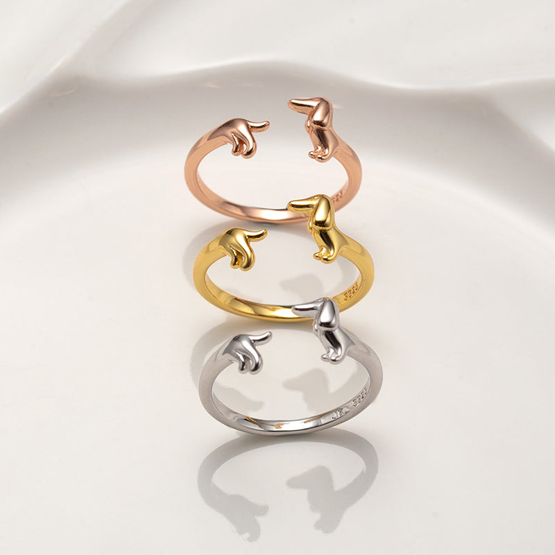 JK Dackel Ring 18 Karat Gelbgold Vergoldung