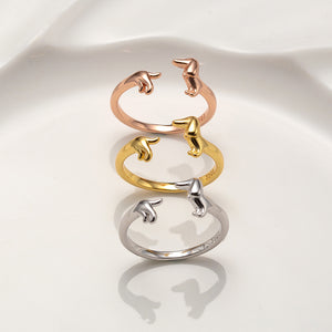 JK Dackel Ring 18 Karat Gelbgold Vergoldung